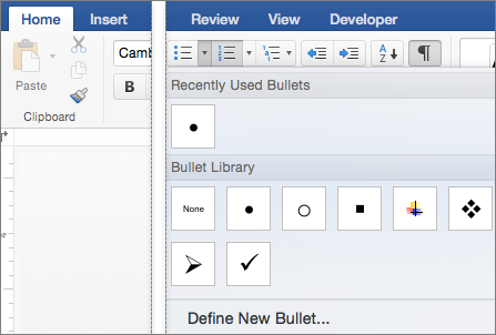 Shortcut for bullet points in word mac free